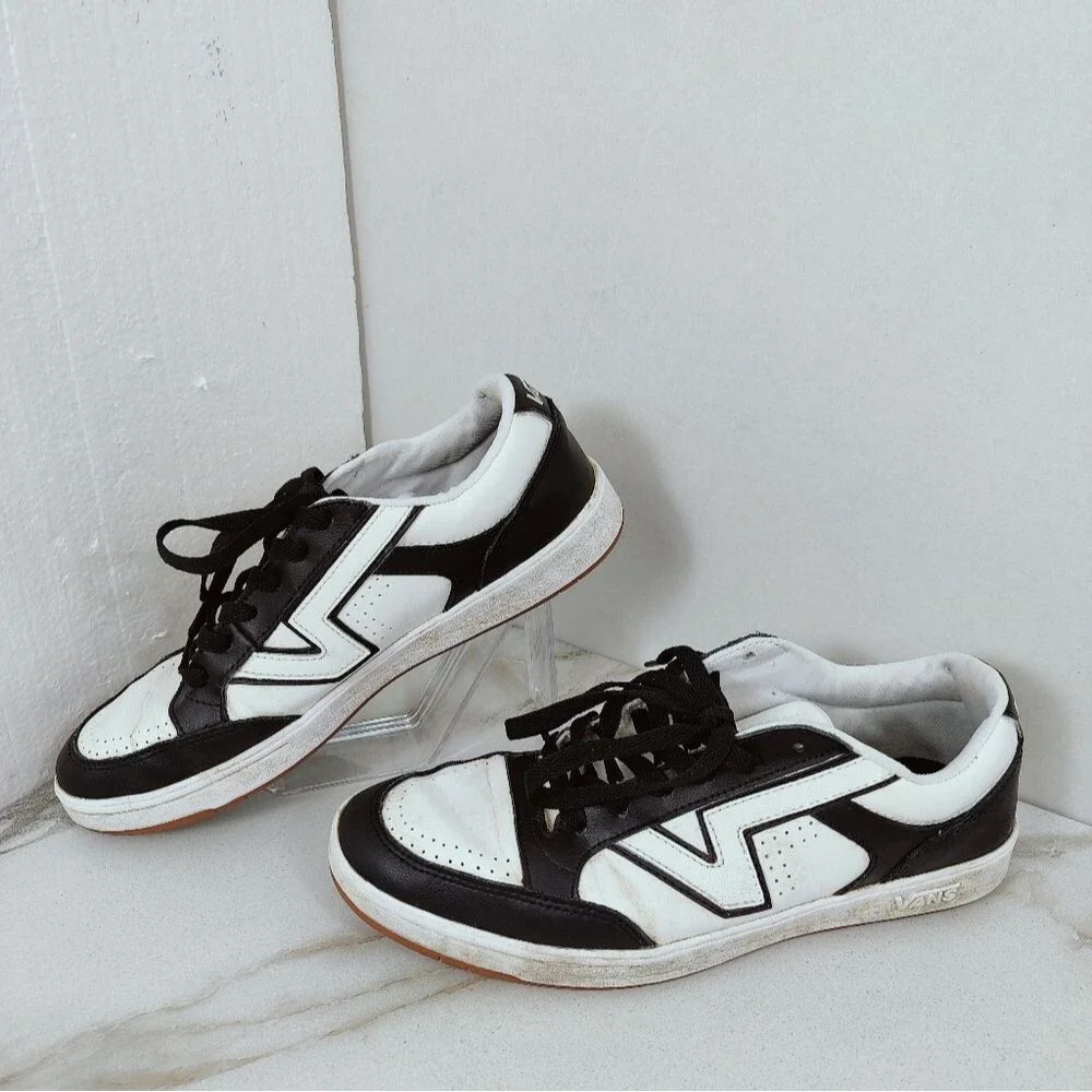 Vans Lowland ComfyCush Skate Shoes Sneakers Black True White, 9(M) 10.5(W)